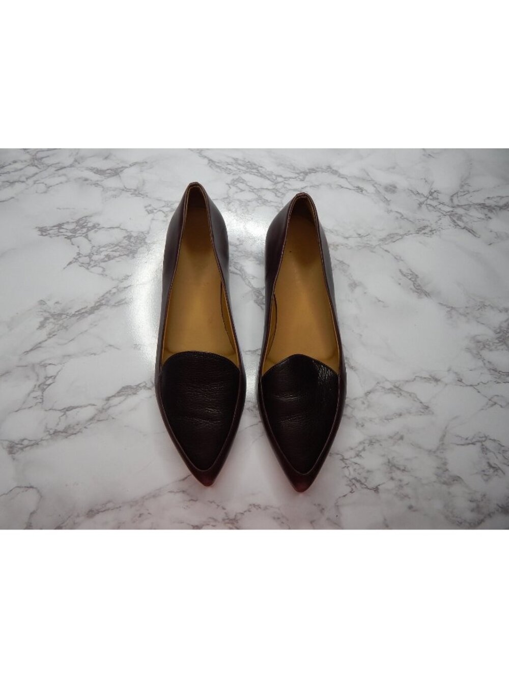 Everlane Womens The modern Point Burgundy leather Flat Sz 10
